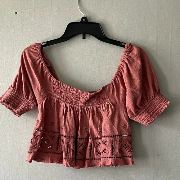 🛍️Urban Outfitters Mauve Off The Shoulder Crop Top Size Medium - Picture 1 of 6